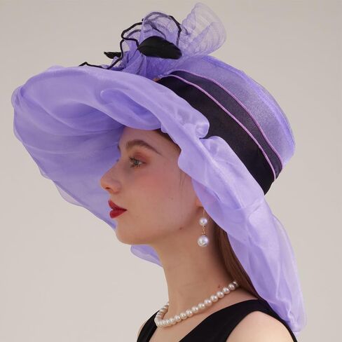 Kentucky Organza Derby Top Hats for Women Sun Visor Cap Ladies Flowers Bride Weeding Fascinators Wide Brim Fedoras in Kuwait