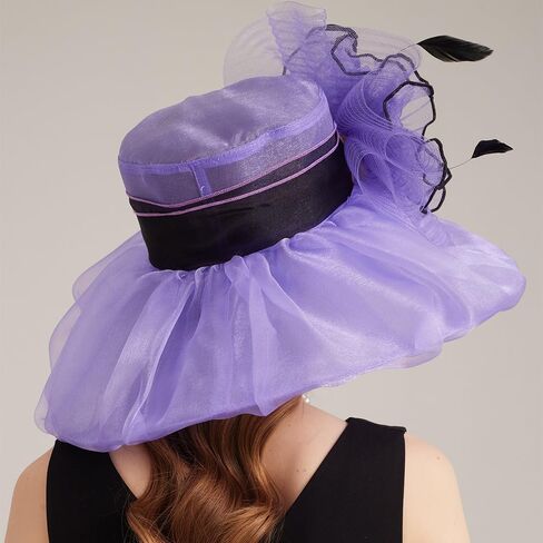 Kentucky Organza Derby Top Hats for Women Sun Visor Cap Ladies Flowers Bride Weeding Fascinators Wide Brim Fedoras in Kuwait