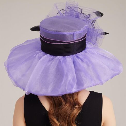 Kentucky Organza Derby Top Hats for Women Sun Visor Cap Ladies Flowers Bride Weeding Fascinators Wide Brim Fedoras in Kuwait