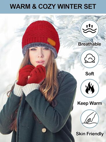 Toulite Winter Hats and Gloves Bulk Warm Fleece Lined Knitted Beanies for Women Men Cold Weather Homeless Donation in Saudi Arabia