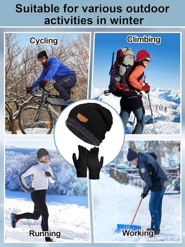 Toulite Winter Hats and Gloves Bulk Warm Fleece Lined Knitted Beanies for Women Men Cold Weather Homeless Donation in Saudi Arabia