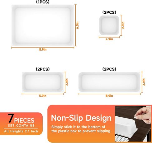 25 PCS Plastic Desk Drawer Organizer Set, 4 Sizes Bathroom Drawer Organizer Trays & Storage,Small Clear Plastic Organizer Bins for Makeup/Jewelry,Kitchen Utensils,Gadgets,Vanity Or Office Accessories in Saudi Arabia