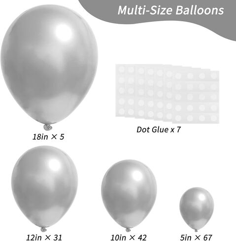 RUBFAC 145pcs Black Balloons Latex Balloons 18 12 10 5 Inch Party Balloon Kit Different Sizes for Birthday Party Wedding Balloon Graduation Baby Shower Decoration in Kuwait