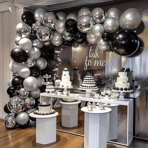 RUBFAC 145pcs Black Balloons Latex Balloons 18 12 10 5 Inch Party Balloon Kit Different Sizes for Birthday Party Wedding Balloon Graduation Baby Shower Decoration in Kuwait