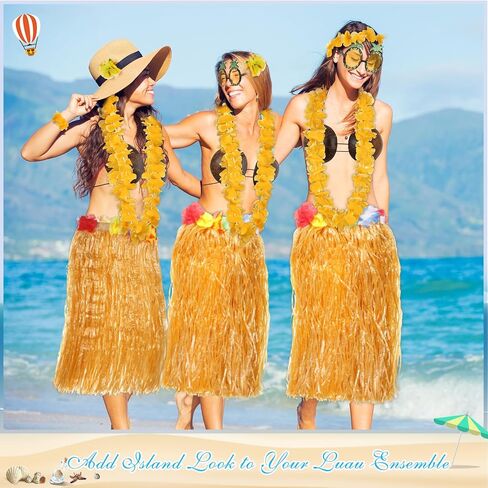 Jiuguva 8 Pcs Hawaiian Costume Set for Woman, Coconut Bra and Grass Skirt Adult Hula Skirt with Sunglasses in Saudi Arabia