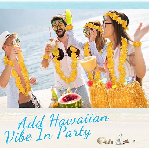 Jiuguva 8 Pcs Hawaiian Costume Set for Woman, Coconut Bra and Grass Skirt Adult Hula Skirt with Sunglasses in Saudi Arabia