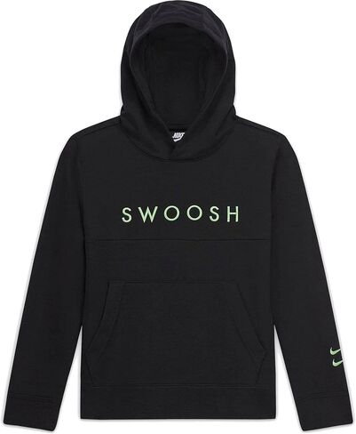 Nike Sportswear Swoosh Big Kids (Boys) French Terry Hoodie (Medium, Black/Black/Green Nebula) in Saudi Arabia