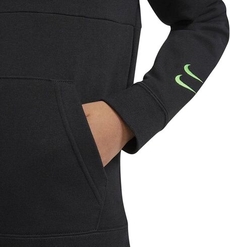 Nike Sportswear Swoosh Big Kids (Boys) French Terry Hoodie (Medium, Black/Black/Green Nebula) in Saudi Arabia