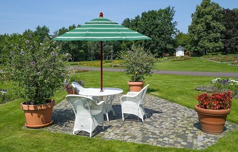 California Umbrella 9' Round Hardwood Frame Market Umbrella, Stainless Steel Hardware, Push Open, Pacifica Natural in Saudi Arabia