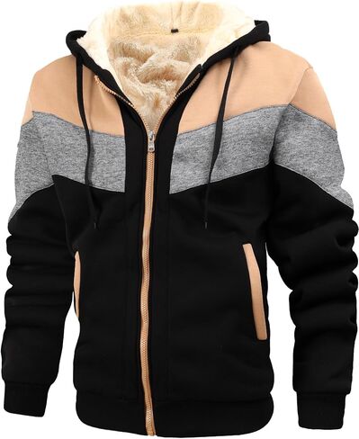 Thermal Jackets for Men Winter Warm Heavyweight Fleece Jacket Wool Warm Thick Coats Outerwear in Saudi Arabia