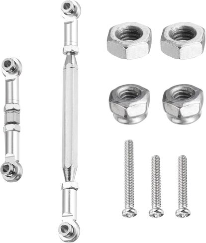 MECCANIXITY Adjustable Turnbuckles Camber Link Linkages Aluminum Alloy Upgrade Parts RC Car Steering Pull Rod Servo Linkages Tie Rod for MN 1:12 D90 RC Car Crawler,Silver in Saudi Arabia
