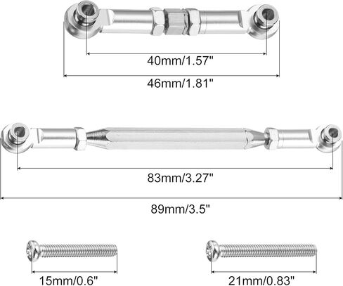 MECCANIXITY Adjustable Turnbuckles Camber Link Linkages Aluminum Alloy Upgrade Parts RC Car Steering Pull Rod Servo Linkages Tie Rod for MN 1:12 D90 RC Car Crawler,Silver in Saudi Arabia