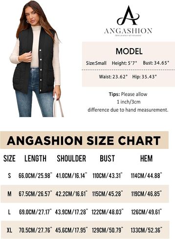 Angashion Women Puffer Vest Jacket: Fall Sleeveless Reversible Outerwear Quilted Fleece Warm Padded Gilet Coat with Pockets in Saudi Arabia
