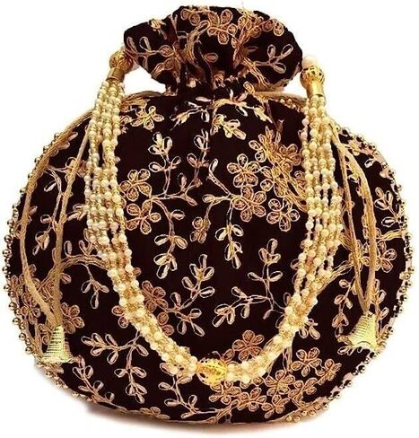 Radharani Arts Lot of 10 PCS Women Handicrafts and jewellery Designer Potli Bags or Wristlets or rajasthani batwa for Wedding & Parties, Best for gifting, medium size in Saudi Arabia
