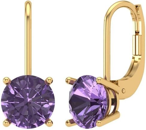 Clara Pucci 3.94 CTTW Round Cut Solitaire Genuine Simulated Alexandrite Unisex Pair of Lever back Drop Dangle Earrings 14k Yellow Gold in Saudi Arabia