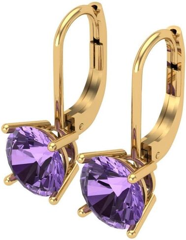 Clara Pucci 3.94 CTTW Round Cut Solitaire Genuine Simulated Alexandrite Unisex Pair of Lever back Drop Dangle Earrings 14k Yellow Gold in Saudi Arabia