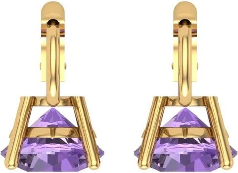 Clara Pucci 3.94 CTTW Round Cut Solitaire Genuine Simulated Alexandrite Unisex Pair of Lever back Drop Dangle Earrings 14k Yellow Gold in Saudi Arabia