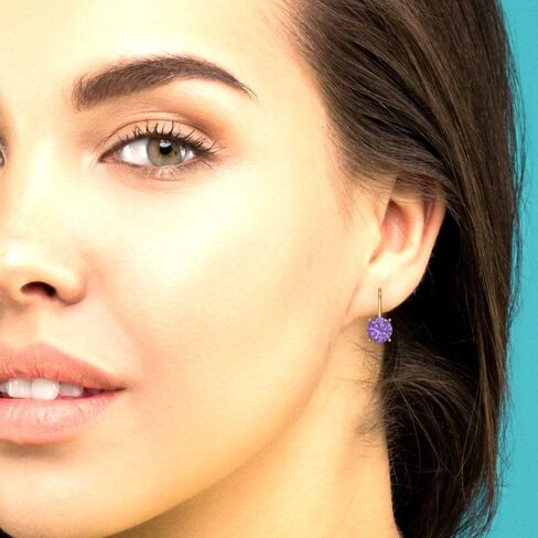 Clara Pucci 3.94 CTTW Round Cut Solitaire Genuine Simulated Alexandrite Unisex Pair of Lever back Drop Dangle Earrings 14k Yellow Gold in Saudi Arabia