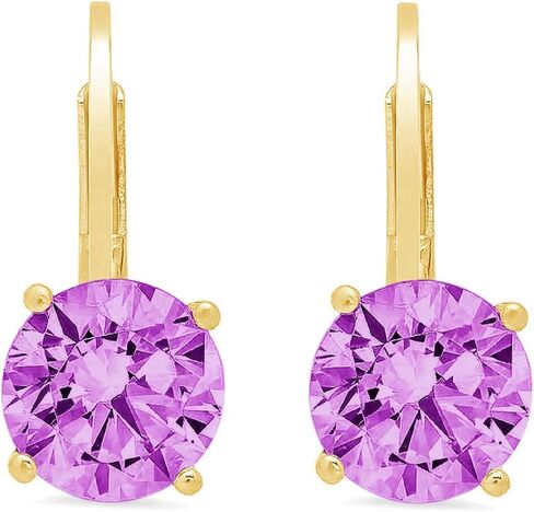 Clara Pucci 3.94 CTTW Round Cut Solitaire Genuine Simulated Alexandrite Unisex Pair of Lever back Drop Dangle Earrings 14k Yellow Gold in Saudi Arabia