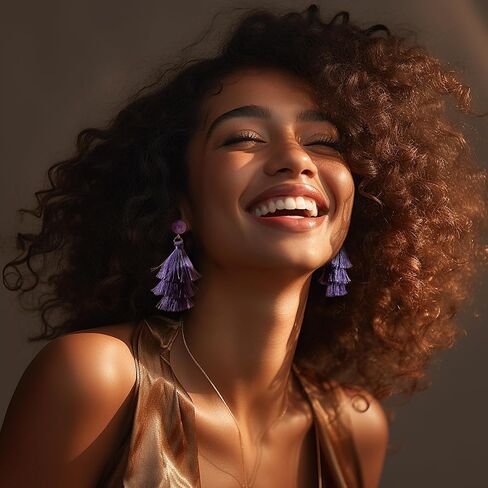 FIBO STEEL Colorful Tassel Earrings for Women Layered Bohemian Earrings, Big Statement Tiered Fringe Drop Dangle Earrings Christmas Valentine Earrings Party Jewelry in Kuwait