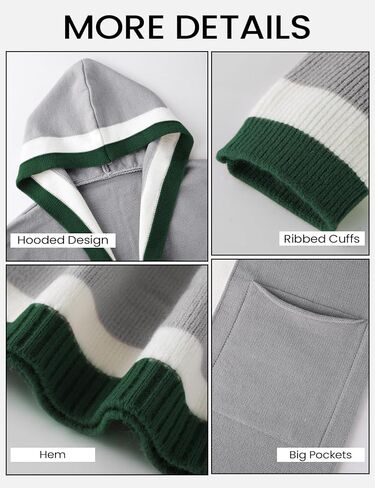 Yimoon Cardigan Sweater for Women Color Block Open Front Hooded Long Cardigan Oversized Knit Sweater Outwear in Kuwait