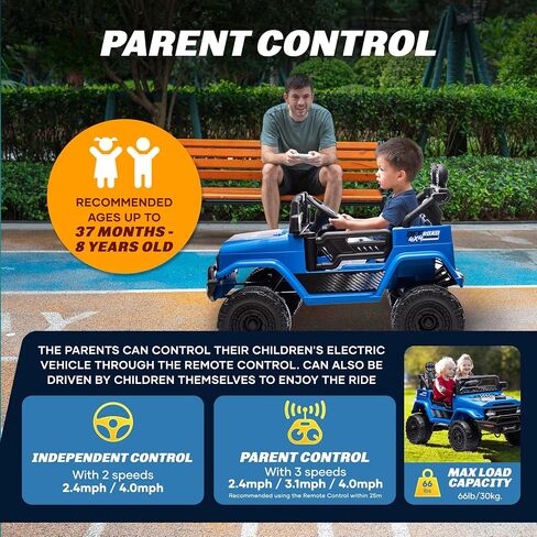 Outdoor Cruise 1 Seater 12V Ride-On Electric Car for Kids - Remote Control Ride-On Jeep Power Wheels, Battery Operated Cars for Kids with Parental Control for Safe Adventures – Red in Saudi Arabia