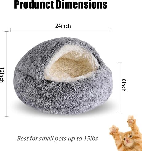 Cat Beds for Indoor Cats,Cat Cave for Puppy and Kitty,Calming Small Dog Bed for Small Dogs with Cover Cave,Cozy Warming Fluffy Washable Anti-Slip Pet Sleeping Bag(24 * 24inch,Pink) in Saudi Arabia