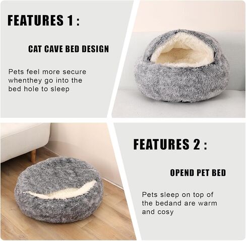Cat Beds for Indoor Cats,Cat Cave for Puppy and Kitty,Calming Small Dog Bed for Small Dogs with Cover Cave,Cozy Warming Fluffy Washable Anti-Slip Pet Sleeping Bag(24 * 24inch,Pink) in Saudi Arabia