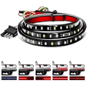 GOOACC Truck Tailgate Light Bar 48" Triple Row 360 LED Light Strip 6 Function with Red Running Brake Lights Amber Turning Signals Strobe Lights White Reverse Light, 2 Years Warranty