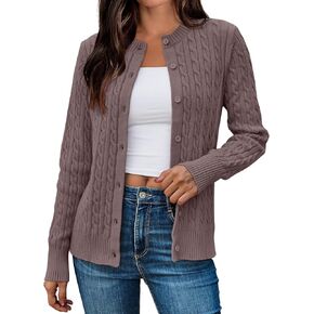 LILLUSORY Cardigan Sweaters for Women Cotton Cable Knit Sweater Jackets Lightweight 2024 Business Casual Outfits