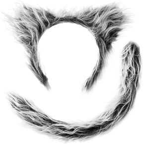 Beviliu Wolf Costume Grey, Wolf Ears and Tail Set Halloween, Wolf Fox Ears Headband Adult, Wolf Cat Fox Costume for Christmas Animal Theme Cosplay Party Birthday