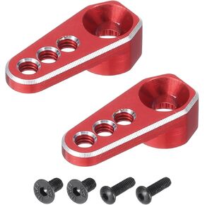 MECCANIXITY Aluminum Alloy 1/18 25T Steering Servo Arm Horn Red for DIY RC Car/Boat/Airplane Boat Accessories 2 Pcs