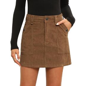 Fengbay Corduroy Skirt Women Casual High Waist Fall Winter A Line Mini Skirts for Women with Pocket