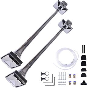 Pair Chrome Roof Mount Low Tone Air Horn & Base Mount Compatible with Peterbilt,Compatible with Kenworth,Compatible with Mack,Compatible with Ford