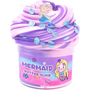 Mermaid Scented Butter Slime Toy Kit for Girls and Boys,Super Soft and Non Sticky ，Focus On Relieve Stress DIY Surprise Slime, Birthday Gift and Easter Party Favors（7oz）