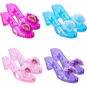 Expressions 4-Pack Premium Princess Shoes Set - 1.75" Heel Slip On Princess Dress Up Shoes for Little Girls, Durable Pairs of Slip-On Sandal Heels for Kids - Fits Toddler Size 7-10 Multi