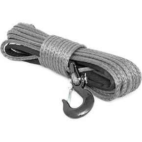 Rough Country 3/8" Gray Synthetic Winch Rope with Clevis Hook | 85 FT - RS117