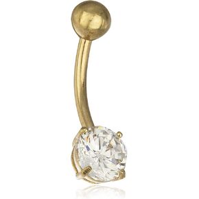 10K White and Yellow Gold Belly Button Rings