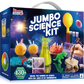 Klever Kits Jumbo Science Kits- 130+ Experiments Educational Toys, STEM Activities with Growing Crystal Tree, Fruit Circuits and Chemistry Set, Christmas Birthday Gifts for Kids