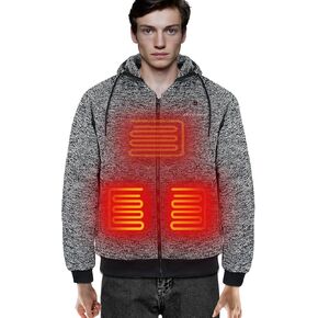 Heated Hoodie with 12V 16000mAh Battery Pack, 3 Heating Zones, Heated Fleece Jacket Hooded Sweatshirt