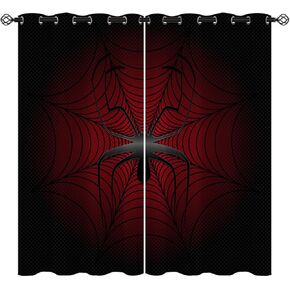 Superhero Blackout Curtains for Girls Boy Home Decor, Spider Web Grommet Thermal Insulated Drapes Darkening Window Curtain for Bedroom Living Room, 55 x 63 Inch