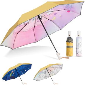 Kids Umbrella - Unicorn Cat Prince Childrens Cartoon Cute Yellow Umbrella, kids Umbrella Girls Boy, Automatic Portable Compact Windproof Travel Child Umbrells for Rain ＆ Sun in Saudi Arabia