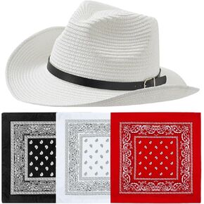 Cowboy Hat with Bandana for Men Women Halloween Accessories Cowboy Costume