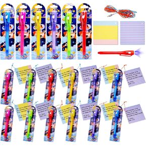Invisible Ink Pens Gifts Cards. 24 Pack Spy Pen invisible pens with uv light for kids, Magic Pen for Secret Message, Birthday Party,Christmas, and Halloween Goodies Bags Toy(24PCS+Gifts Cards)