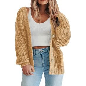 Eytino Womens Plus Size Cardigan Sweater Long Sleeve Button Down Chunky Knit Open Front Cardigans Outwear(1X-5X)