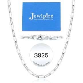 Jewlpire Italian Soild 14K Real Gold Over 925 Sterling Silver Paperclip Chain Necklace for Women, 4mm 5mm Shiny & Sturdy Women's Chain Necklaces 16 18 20 22 24 26 Inch