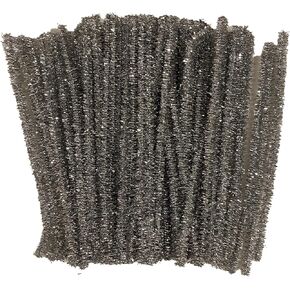 Iridescent Sparkly Tinsel Stems Pipe Cleaners Chenille Stems 6 Inches 80 Pieces (Silver)