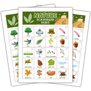 Nature Scavenger Treasure Hunt Games Cards for Friends and Family, Outdoor Scavenger Hunts, Trip Family Holiday Party Games, Find and Seek Camping Game Set -04