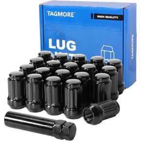 20pcs M12x1.5 Spline Lug Nuts - Compatible with 1998-2022 Honda Accord/CRV, 1983-2020 Toyota Camry, 1996-2013 RAV4, One-Piece Design Factory Wheel Lug Nut Set with Socket Key (Black)