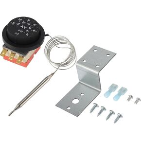 Universal 12V Electric Radiator Fan Thermostat Controller Kit Liquid Expansion Temperature Control Switch for Car, Durable Stainless Steel Black Silver Tone 1Set in Saudi Arabia